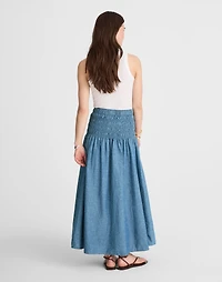 Smocked-Waist Denim Midi Skirt | Madewell