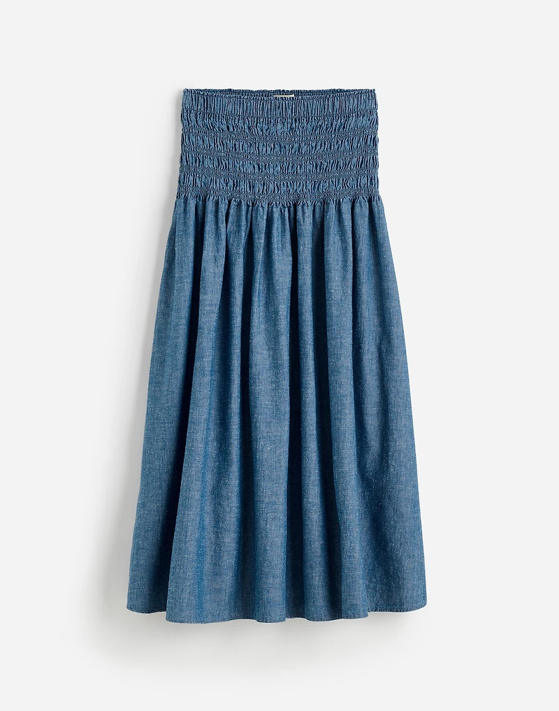 Smocked-Waist Denim Midi Skirt | Madewell