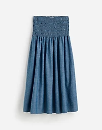 Smocked-Waist Denim Midi Skirt | Madewell