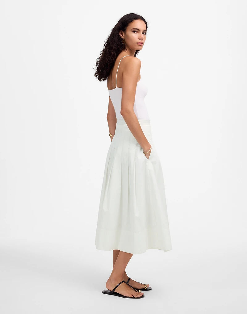 Pleated Midi Skirt Cotton Poplin | Madewell
