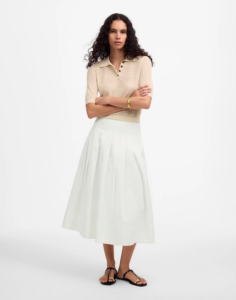 Pleated Midi Skirt Cotton Poplin | Madewell