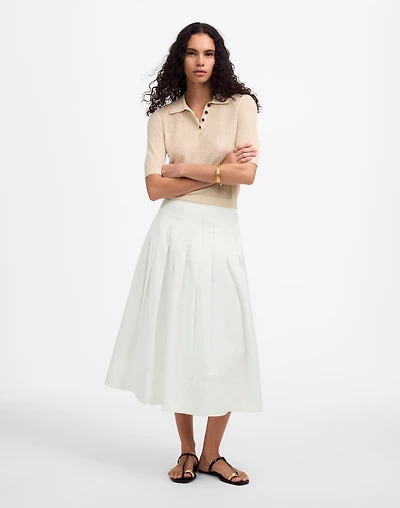 Pleated Midi Skirt Cotton Poplin | Madewell