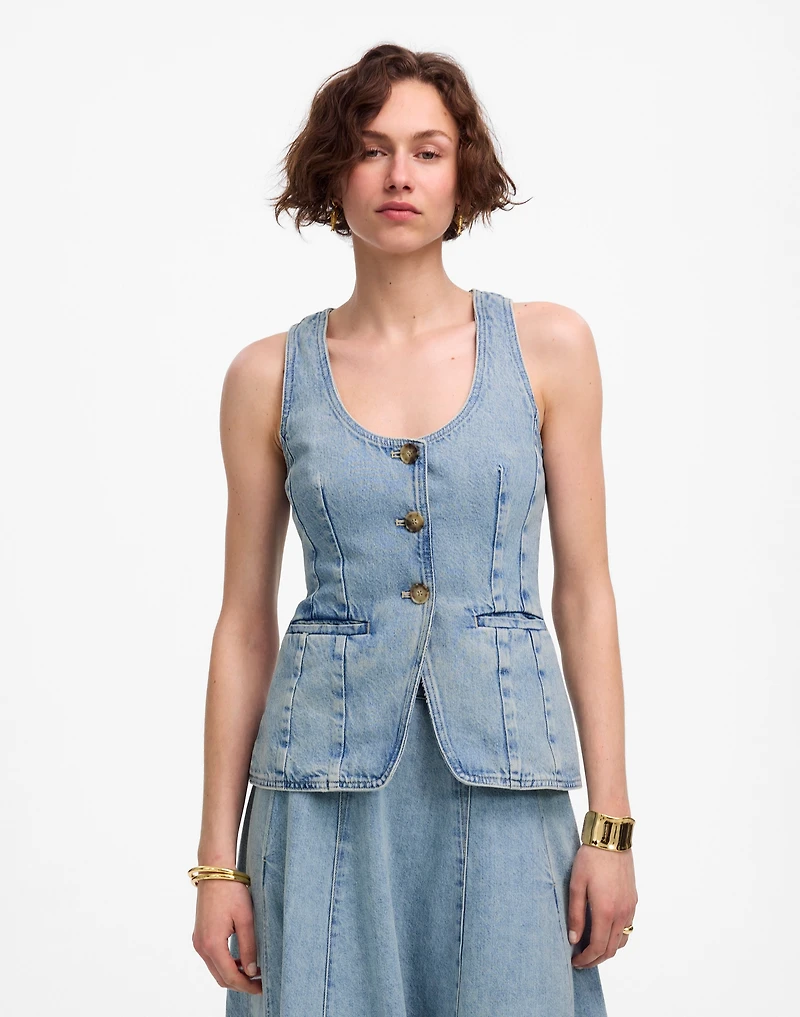 Denim Scoopneck Cutaway Vest Edmonson Wash | Madewell