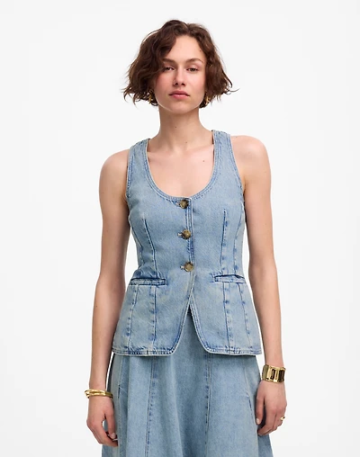 Denim Scoopneck Cutaway Vest Edmonson Wash | Madewell