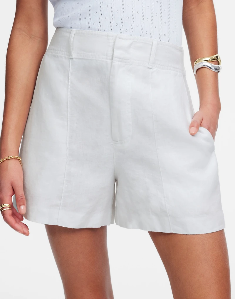 Pintucked Shorts in 100% Linen