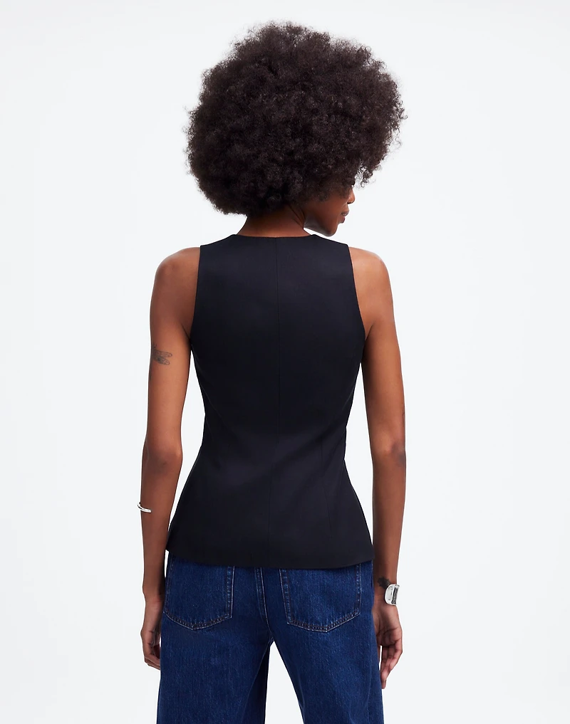 Scoopneck Cutaway Vest Drapey Twill | Madewell
