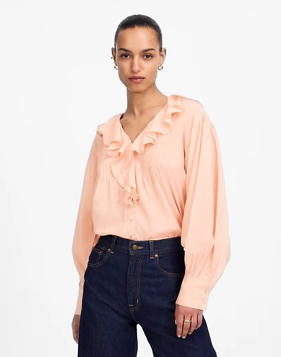 Ruffled Pintucked Long-Sleeve Top | Madewell
