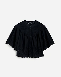 Embroidered Shirred Henley Top | Madewell
