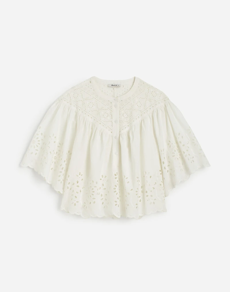Embroidered Shirred Henley Top | Madewell