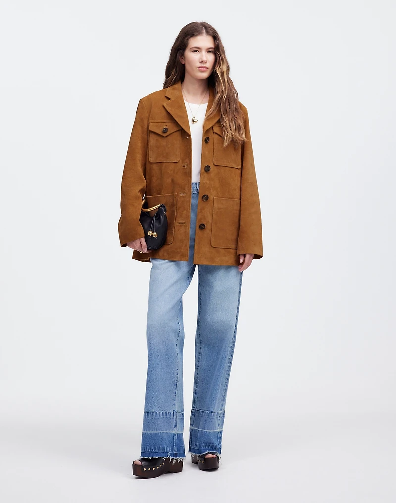 Long Chore Blazer Suede | Madewell