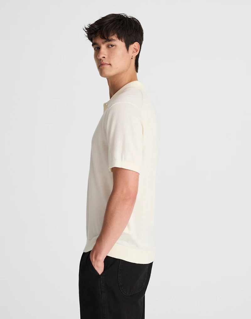 Three-Button Sweater Polo Shirt