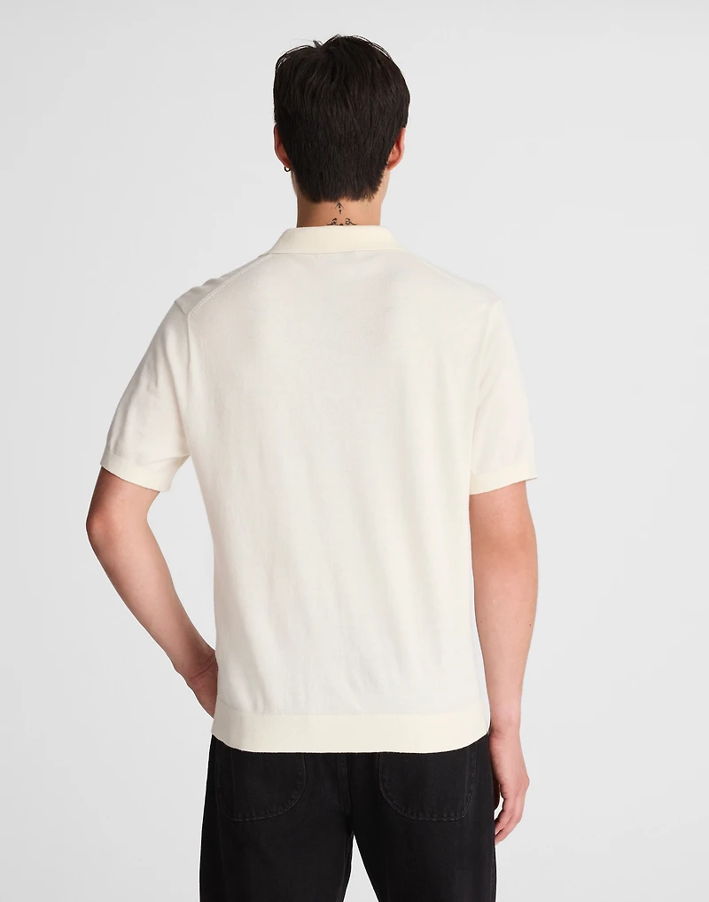 Three-Button Sweater Polo Shirt