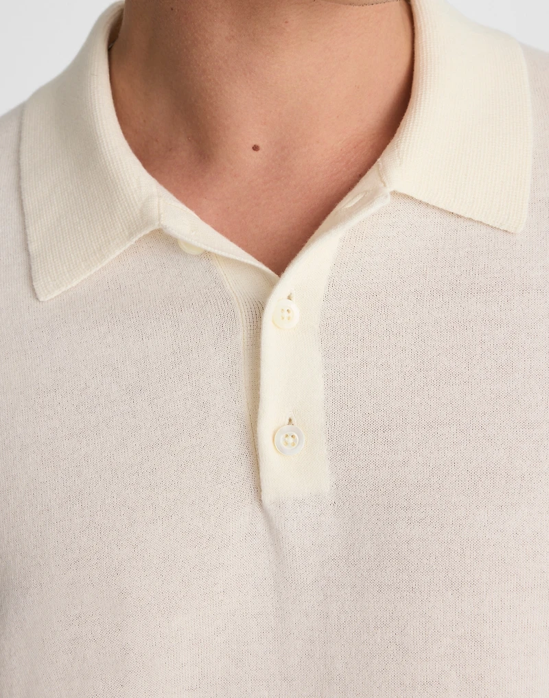 Three-Button Sweater Polo Shirt