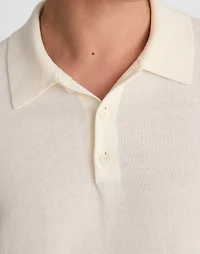 Three-Button Sweater Polo Shirt