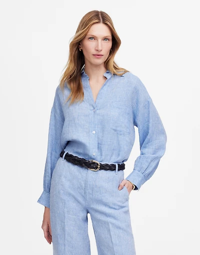Shirred Button-Up Shirt Linen-Cotton | Madewell