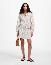 Shirred Balloon-Sleeve Top Geometric Print | Madewell