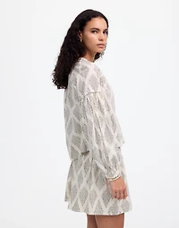Shirred Balloon-Sleeve Top Geometric Print | Madewell