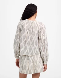 Shirred Balloon-Sleeve Top Geometric Print | Madewell
