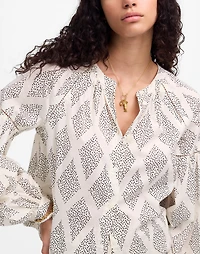 Shirred Balloon-Sleeve Top Geometric Print | Madewell