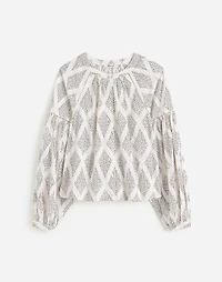 Shirred Balloon-Sleeve Top Geometric Print | Madewell