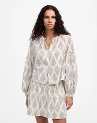 Shirred Balloon-Sleeve Top Geometric Print | Madewell