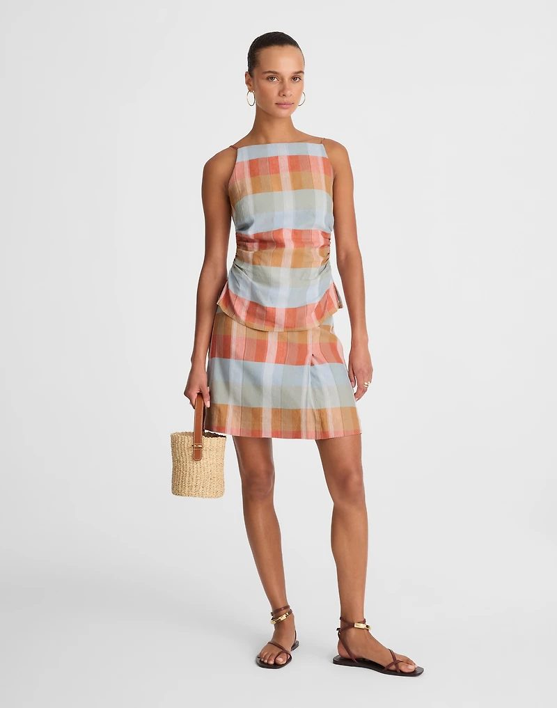 Ruched Squareneck Tank Linen-Cotton | Madewell