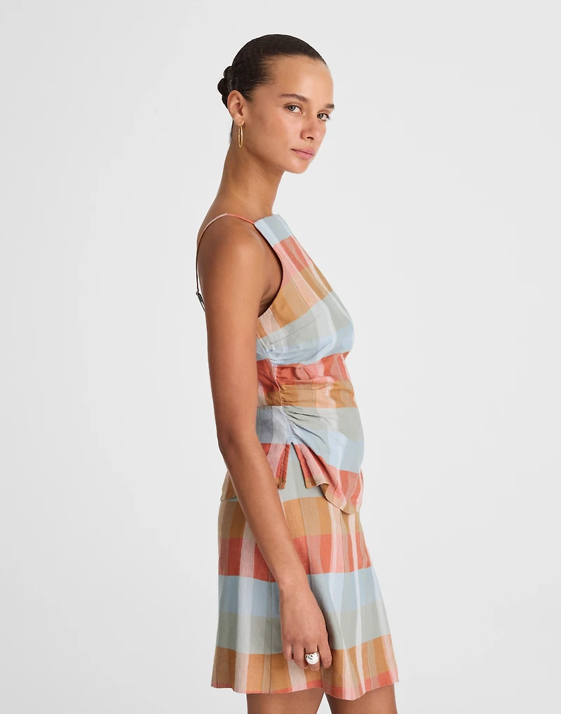 Ruched Squareneck Tank Linen-Cotton | Madewell