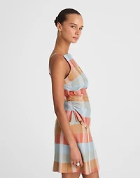 Ruched Squareneck Tank Linen-Cotton | Madewell