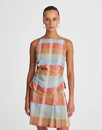 Ruched Squareneck Tank Linen-Cotton | Madewell