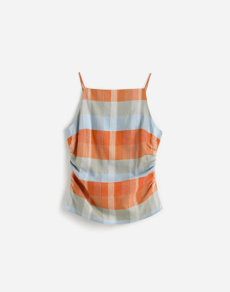 Ruched Squareneck Tank Linen-Cotton | Madewell