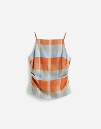 Ruched Squareneck Tank Linen-Cotton | Madewell