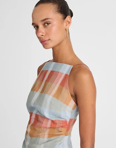 Ruched Squareneck Tank Linen-Cotton | Madewell