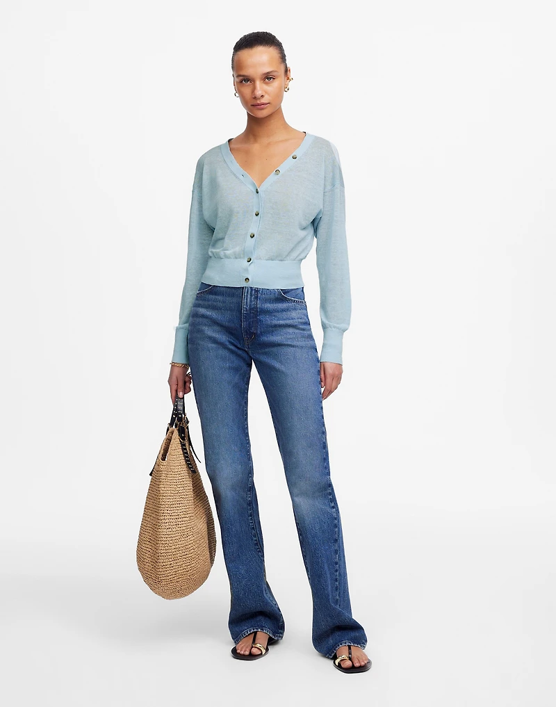 Linen-Blend V-Neck Cardigan | Madewell