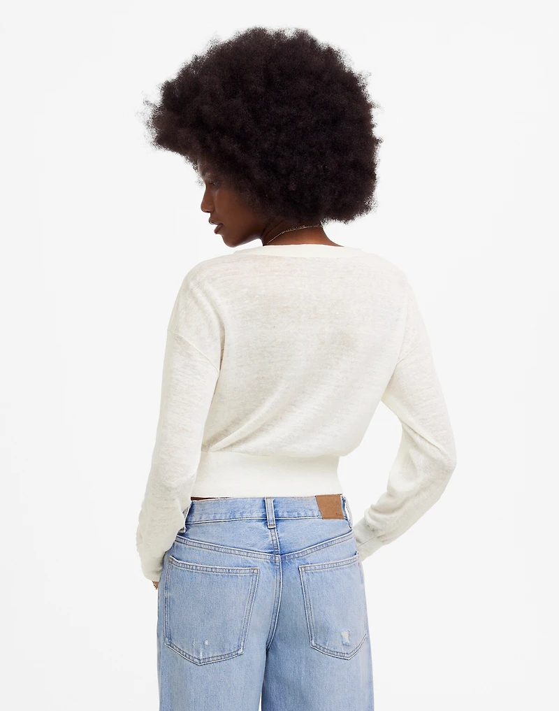 Linen-Blend V-Neck Cardigan | Madewell