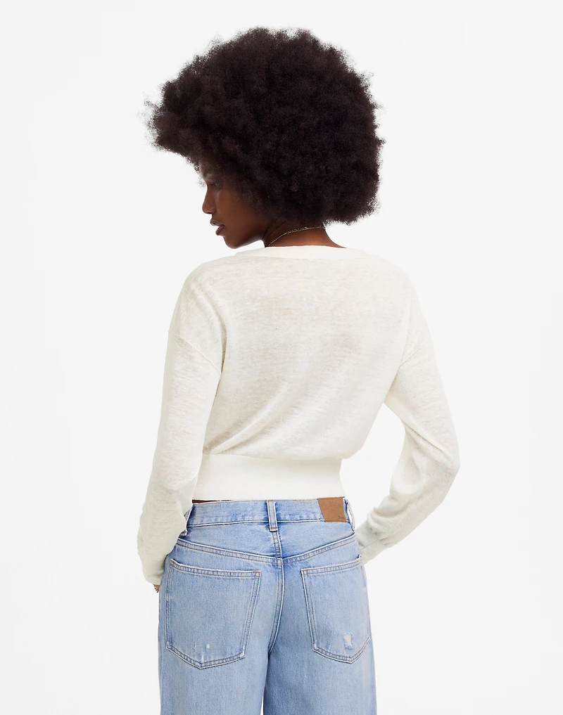 Linen-Blend V-Neck Cardigan | Madewell