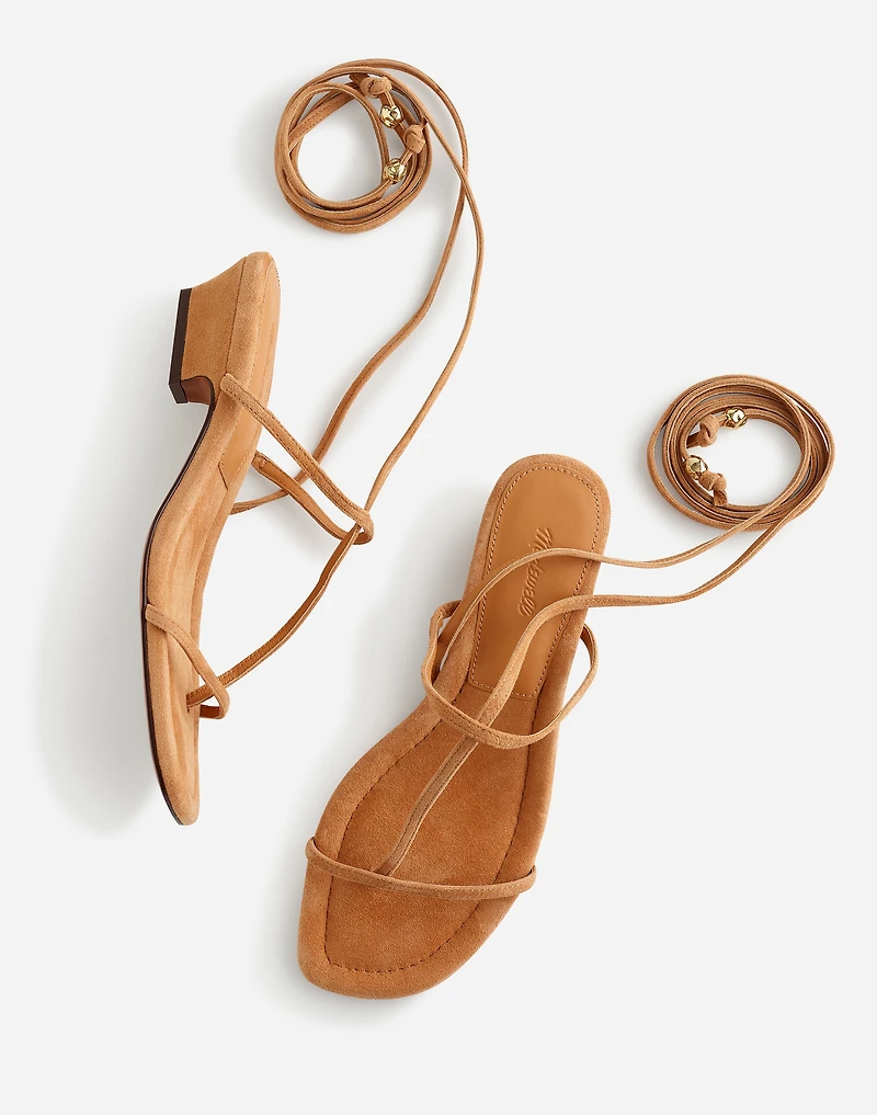 The Maycie Lace-Up T-Strap Sandal Suede | Madewell