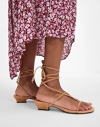 The Maycie Lace-Up T-Strap Sandal Suede | Madewell