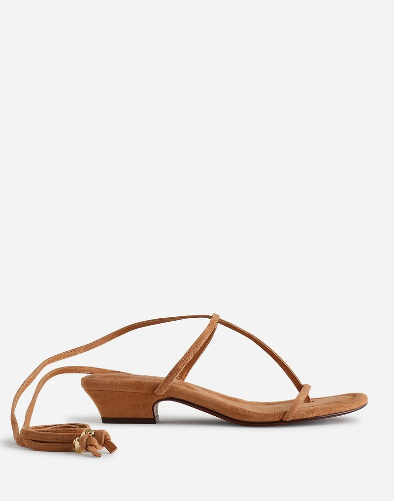 The Maycie Lace-Up T-Strap Sandal Suede | Madewell