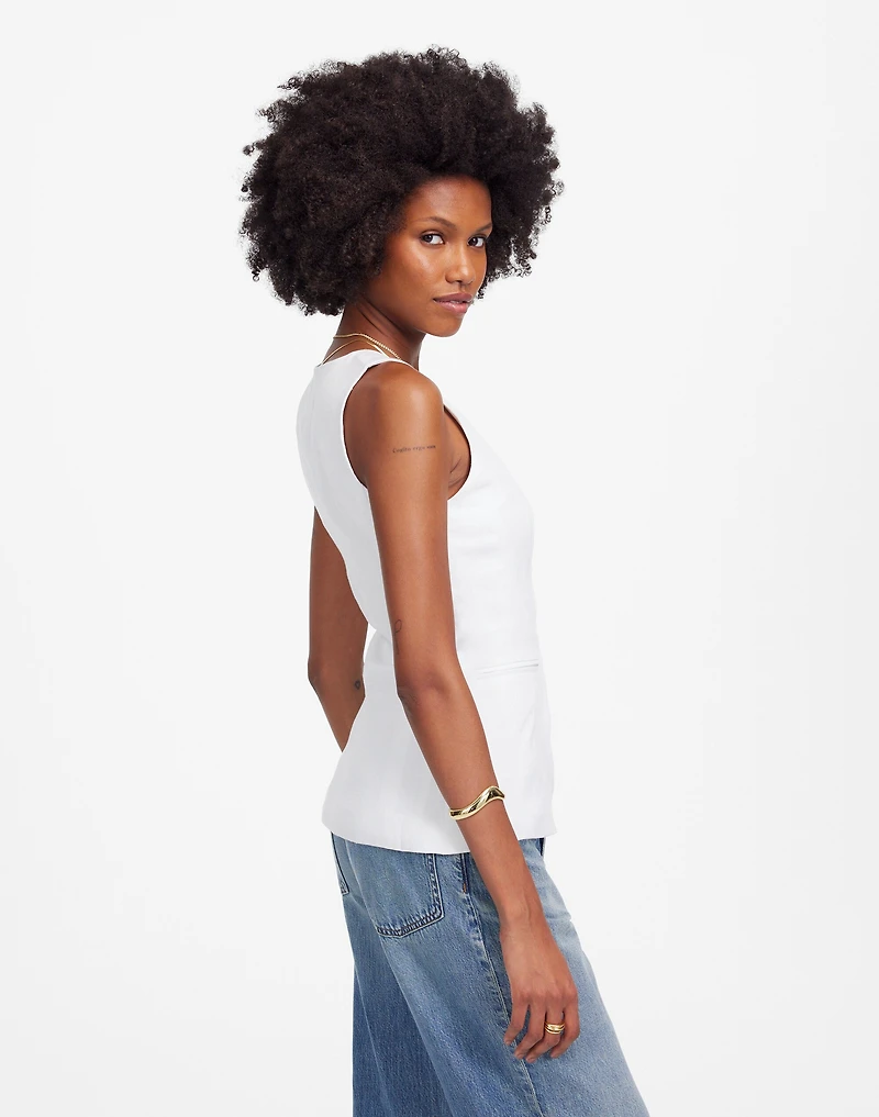 100% Linen Scoopneck Cutaway Vest | Madewell