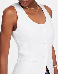 100% Linen Scoopneck Cutaway Vest | Madewell