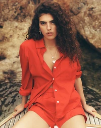 Poplin Easy Y-Neck Button-Up Shirt | Madewell