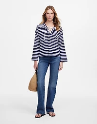 Lace-Up Long-Sleeve Tee Stripe | Madewell