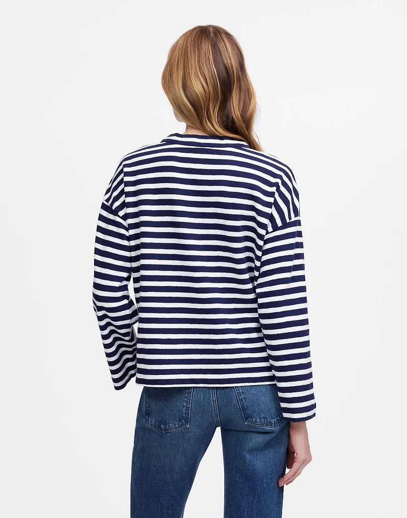 Lace-Up Long-Sleeve Tee Stripe | Madewell