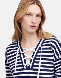 Lace-Up Long-Sleeve Tee Stripe | Madewell