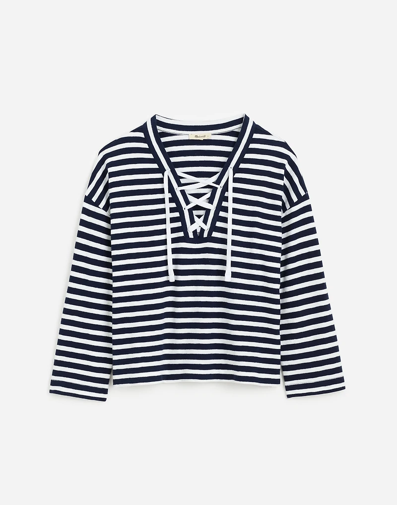 Lace-Up Long-Sleeve Tee Stripe | Madewell