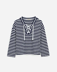 Lace-Up Long-Sleeve Tee Stripe | Madewell