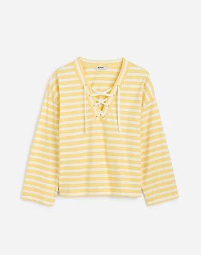 Lace-Up Long-Sleeve Tee Stripe | Madewell