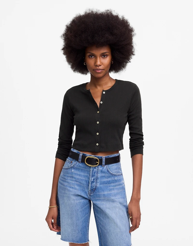 LESET Pointelle Crop Cardigan | Madewell