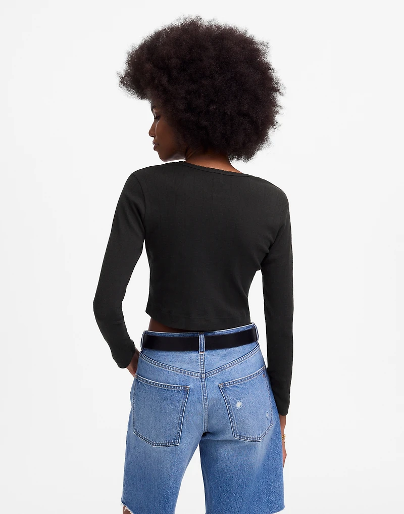 LESET Pointelle Crop Cardigan | Madewell