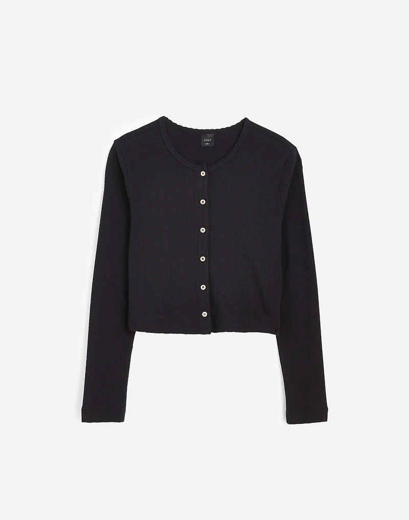 LESET Pointelle Crop Cardigan | Madewell